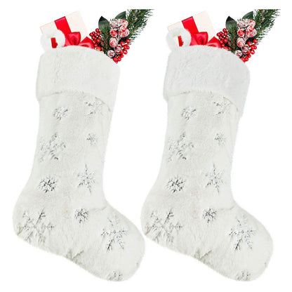 Polyester Christmas Stocking Pendant with Embroidery Snowflake Pattern Xmas Tree Decoration OrnamentSilver V1294-YM0523-3115210222712