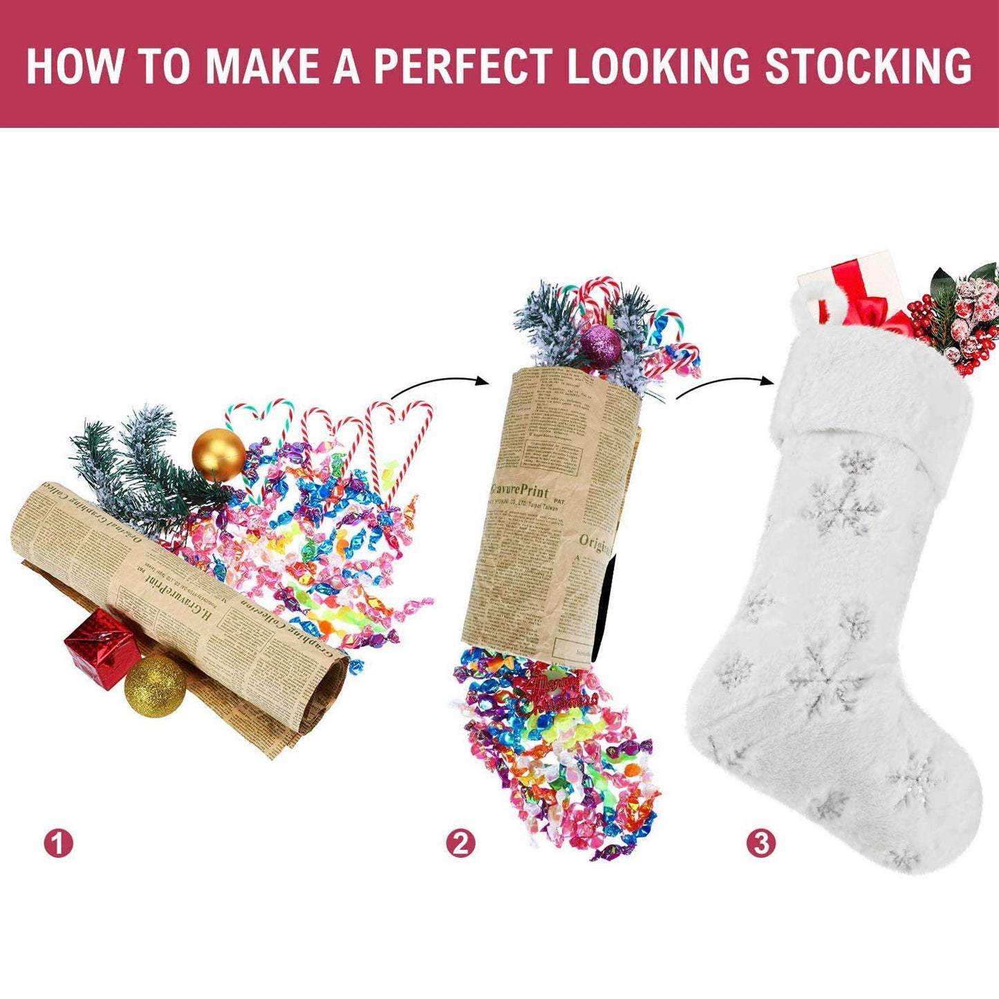 Polyester Christmas Stocking Pendant with Embroidery Snowflake Pattern Xmas Tree Decoration OrnamentSilver V1294-YM0523-3115210222712
