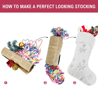 Polyester Christmas Stocking Pendant with Embroidery Snowflake Pattern Xmas Tree Decoration OrnamentSilver V1294-YM0523-3115210222712