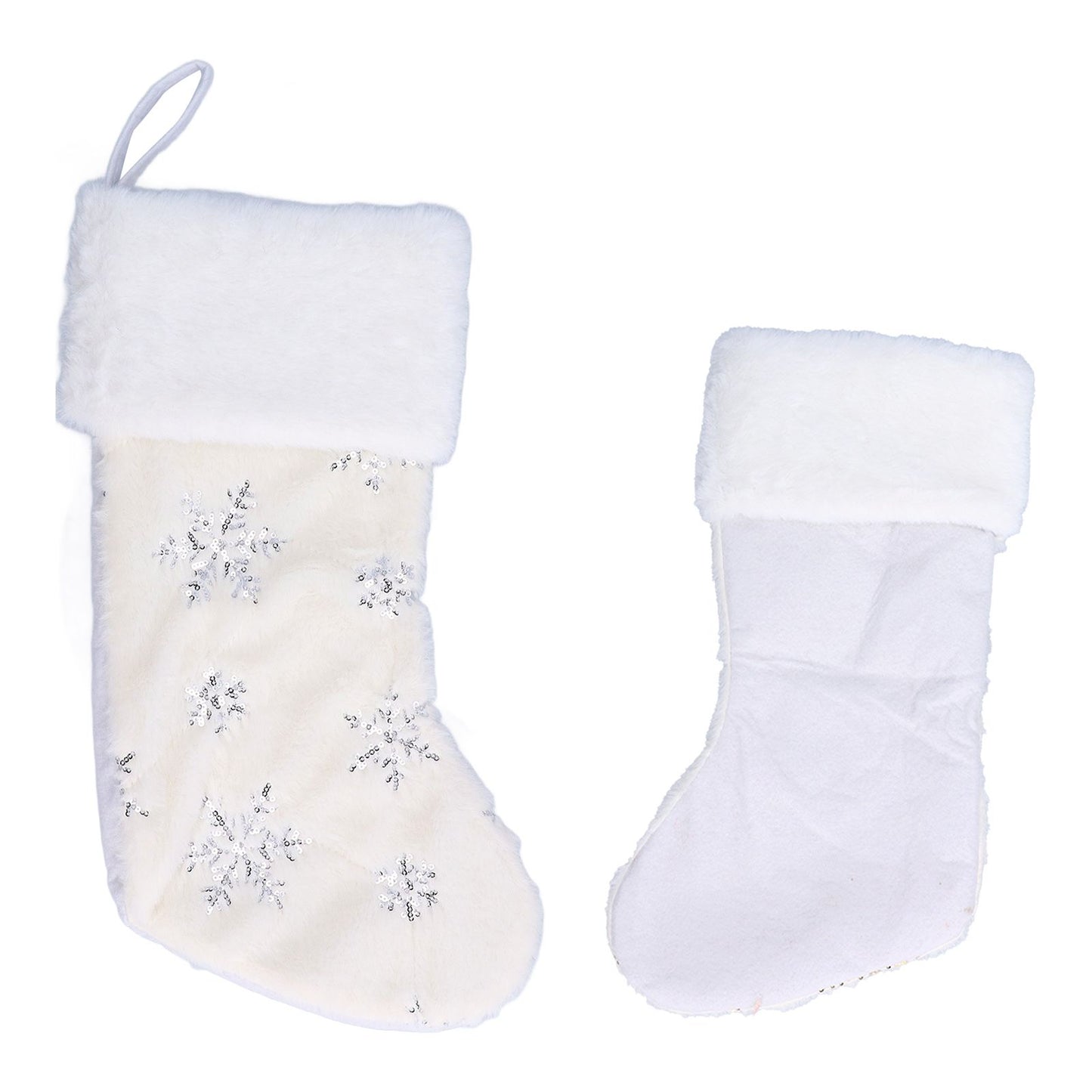 Polyester Christmas Stocking Pendant with Embroidery Snowflake Pattern Xmas Tree Decoration OrnamentSilver V1294-YM0523-3115210222712