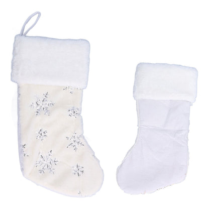 Polyester Christmas Stocking Pendant with Embroidery Snowflake Pattern Xmas Tree Decoration OrnamentSilver V1294-YM0523-3115210222712