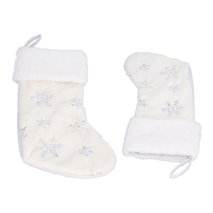 Polyester Christmas Stocking Pendant with Embroidery Snowflake Pattern Xmas Tree Decoration OrnamentSilver V1294-YM0523-3115210222712