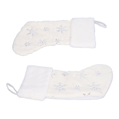 Polyester Christmas Stocking Pendant with Embroidery Snowflake Pattern Xmas Tree Decoration OrnamentSilver V1294-YM0523-3115210222712