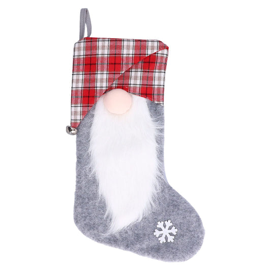 Christmas Stocking Christmas Tree Ornament Gift Bag Christmas Pendant Stocking for Home Party DecorationGray V1294-YM0523-3115210222812