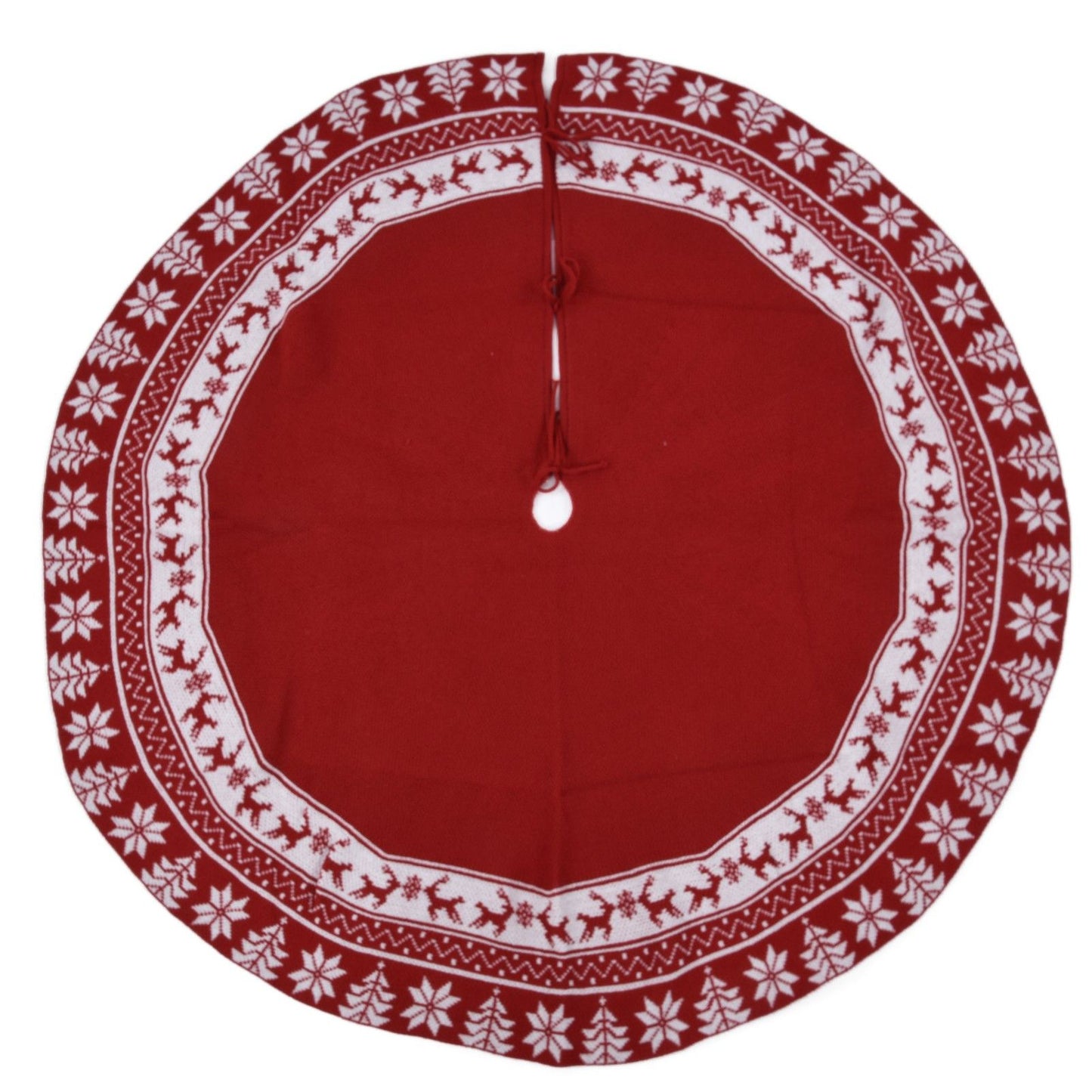 Knitted Christmas Tree Skirt Reusable Xmas Tree Stand Mat Floor Protector Home Party DecorationRed V1294-YM0523-3115210223911