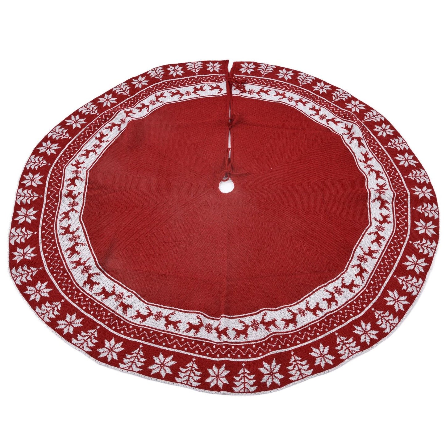 Knitted Christmas Tree Skirt Reusable Xmas Tree Stand Mat Floor Protector Home Party DecorationRed V1294-YM0523-3115210223911
