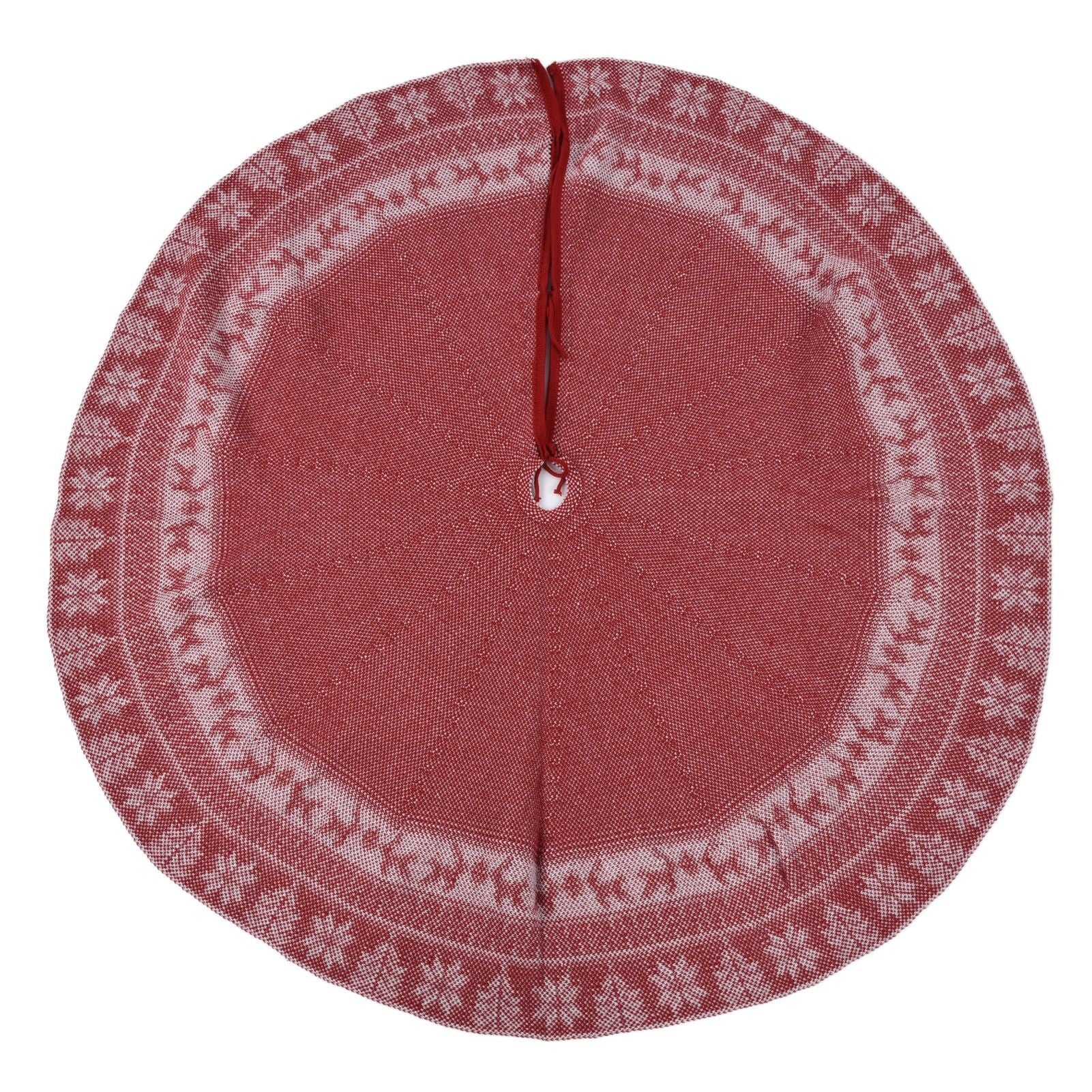 Knitted Christmas Tree Skirt Reusable Xmas Tree Stand Mat Floor Protector Home Party DecorationRed V1294-YM0523-3115210223911