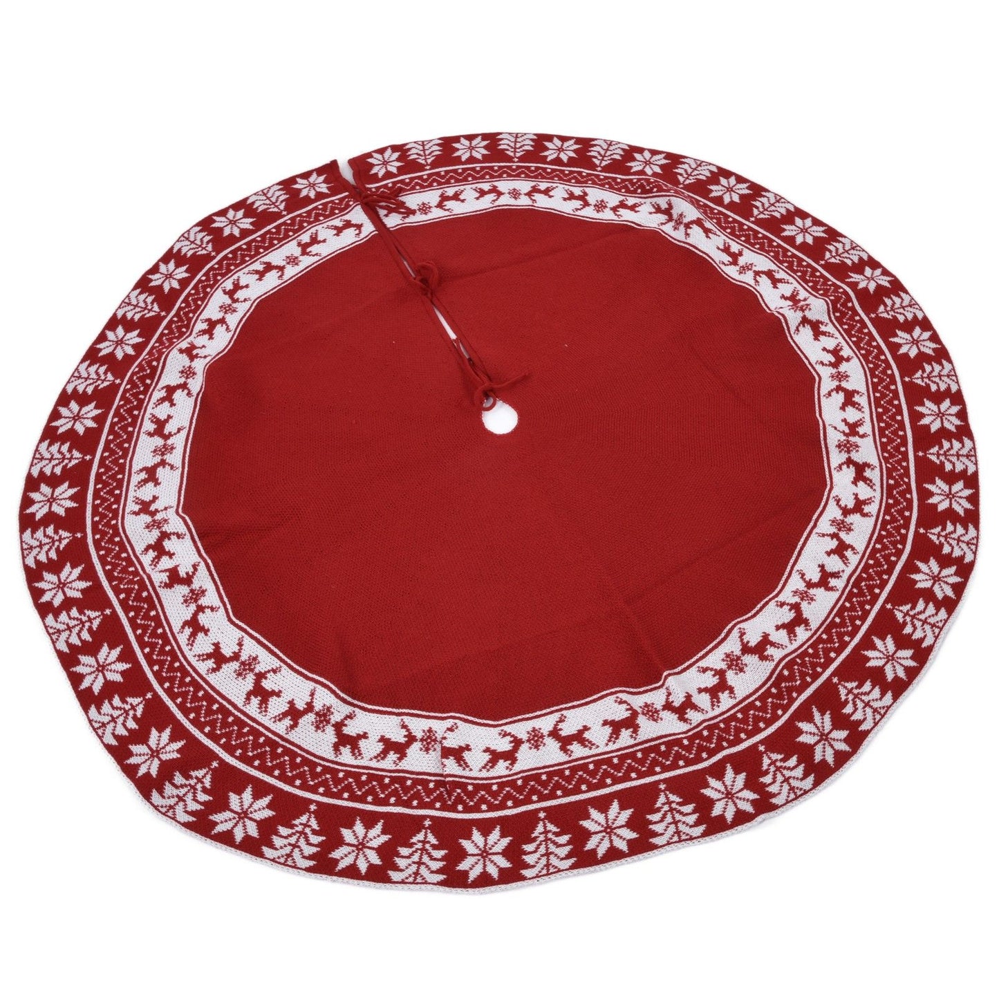 Knitted Christmas Tree Skirt Reusable Xmas Tree Stand Mat Floor Protector Home Party DecorationRed V1294-YM0523-3115210223911