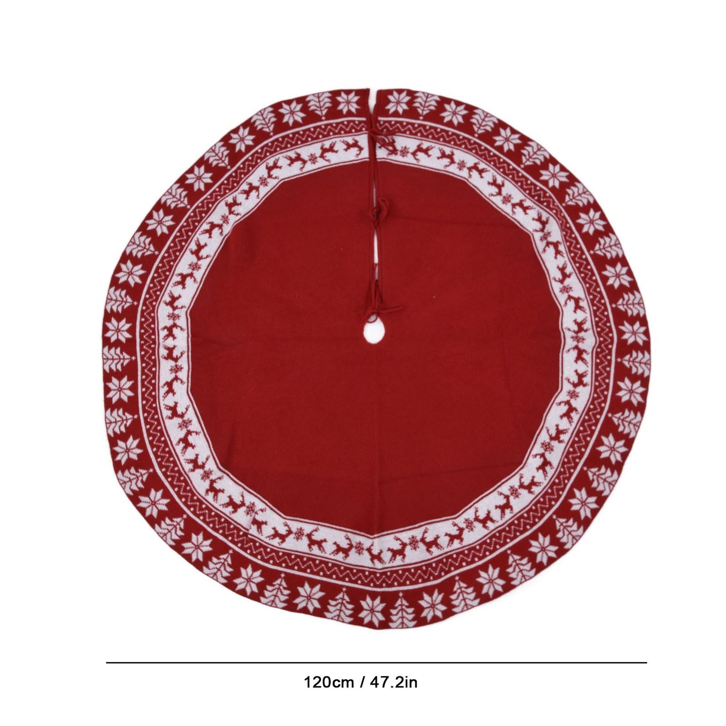Knitted Christmas Tree Skirt Reusable Xmas Tree Stand Mat Floor Protector Home Party DecorationRed V1294-YM0523-3115210223911