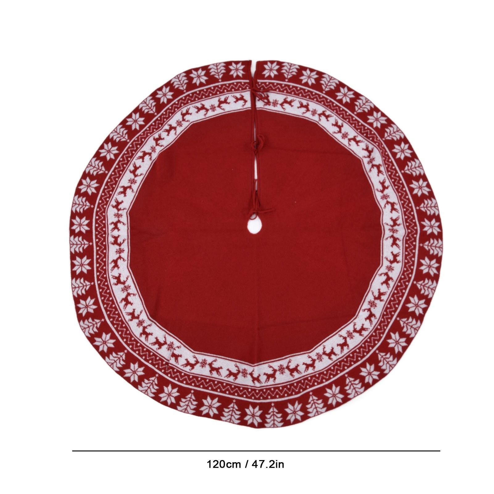 Knitted Christmas Tree Skirt Reusable Xmas Tree Stand Mat Floor Protector Home Party DecorationRed V1294-YM0523-3115210223911