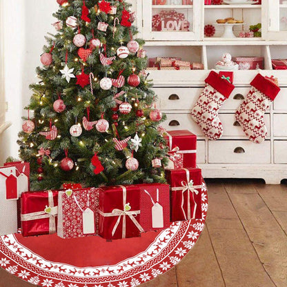 Knitted Christmas Tree Skirt Reusable Xmas Tree Stand Mat Floor Protector Home Party DecorationRed V1294-YM0523-3115210223911