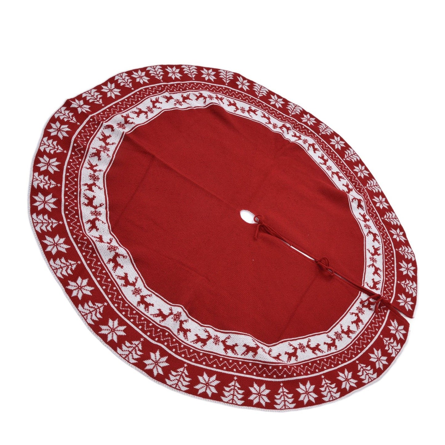 Knitted Christmas Tree Skirt Reusable Xmas Tree Stand Mat Floor Protector Home Party DecorationRed V1294-YM0523-3115210223911