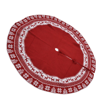 Knitted Christmas Tree Skirt Reusable Xmas Tree Stand Mat Floor Protector Home Party DecorationRed V1294-YM0523-3115210223911