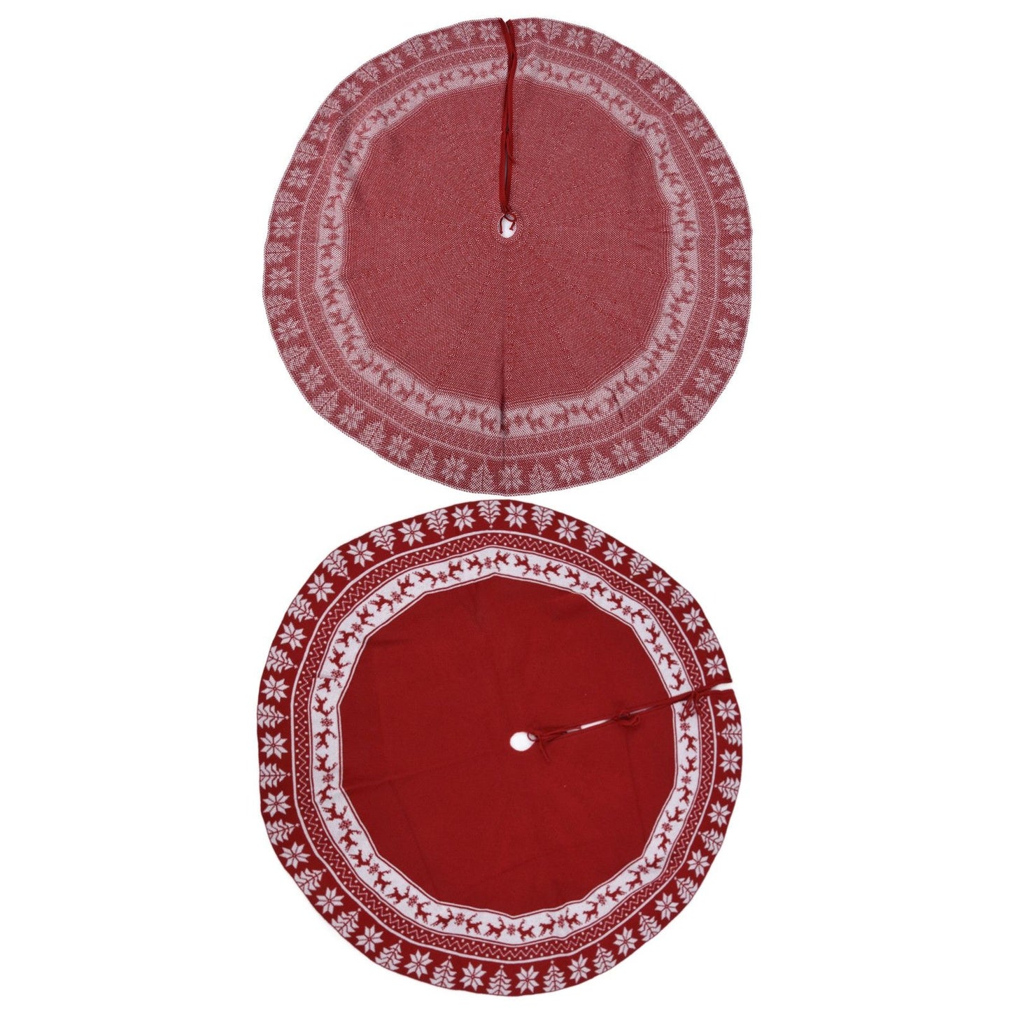 Knitted Christmas Tree Skirt Reusable Xmas Tree Stand Mat Floor Protector Home Party DecorationRed V1294-YM0523-3115210223911