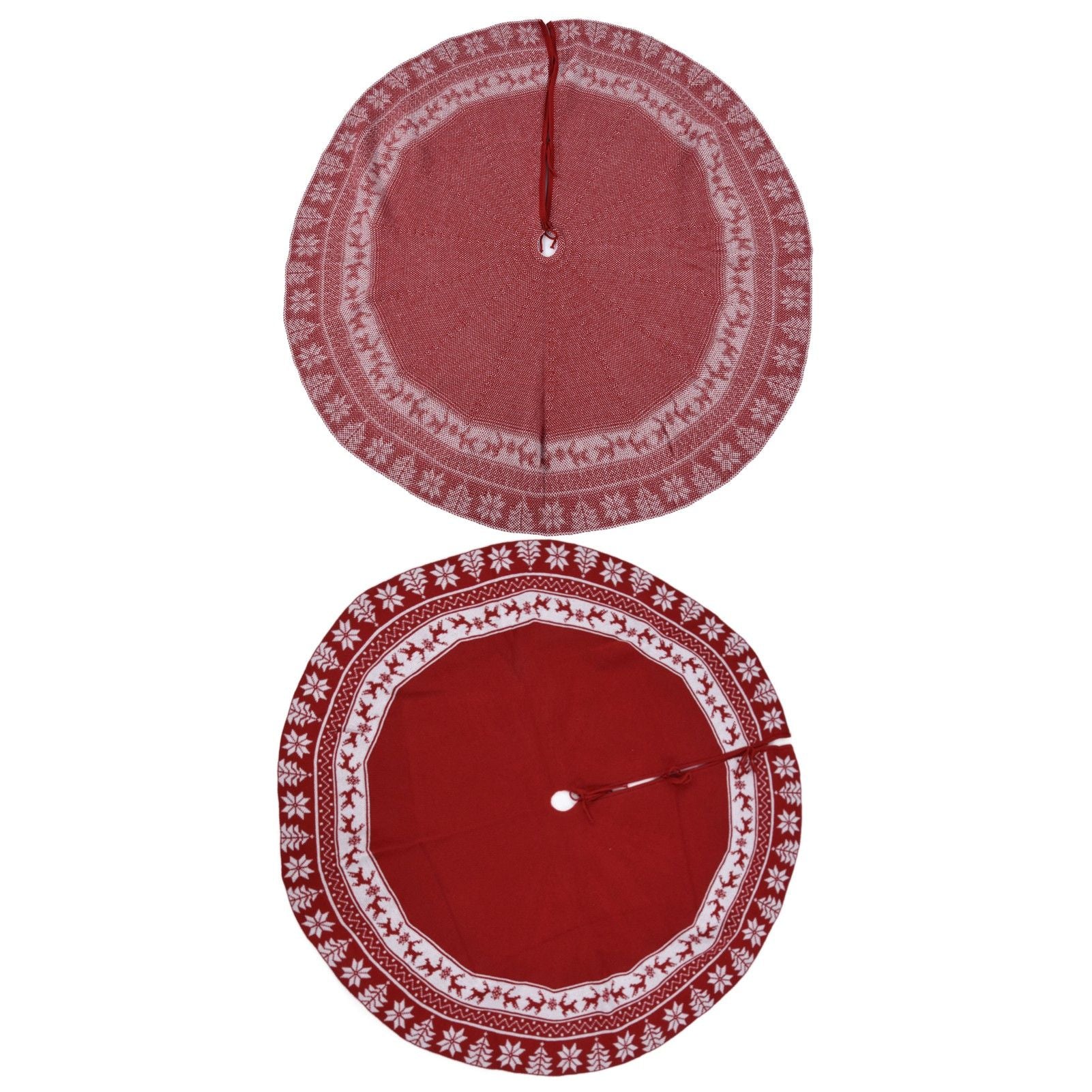 Knitted Christmas Tree Skirt Reusable Xmas Tree Stand Mat Floor Protector Home Party DecorationRed V1294-YM0523-3115210223911