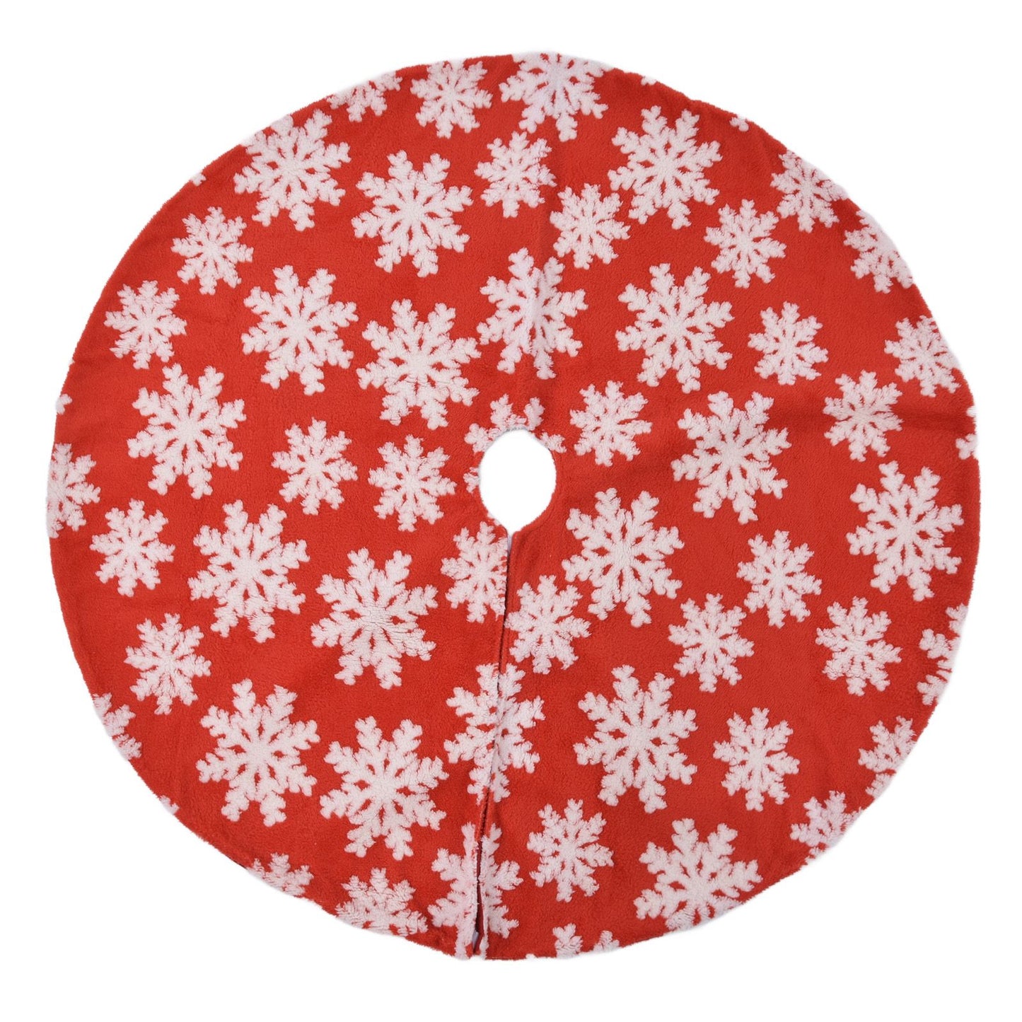 Christmas Tree Skirt White Snowflake Pattern Xmas Tree Mat for Holiday Party Decorations122cm/48.0in V1294-YM0523-3115210224011