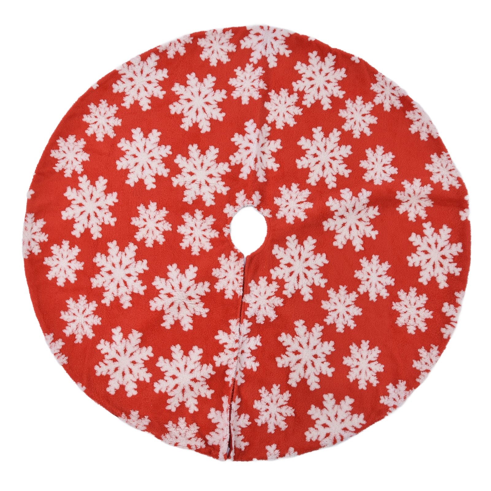 Christmas Tree Skirt White Snowflake Pattern Xmas Tree Mat for Holiday Party Decorations122cm/48.0in V1294-YM0523-3115210224011