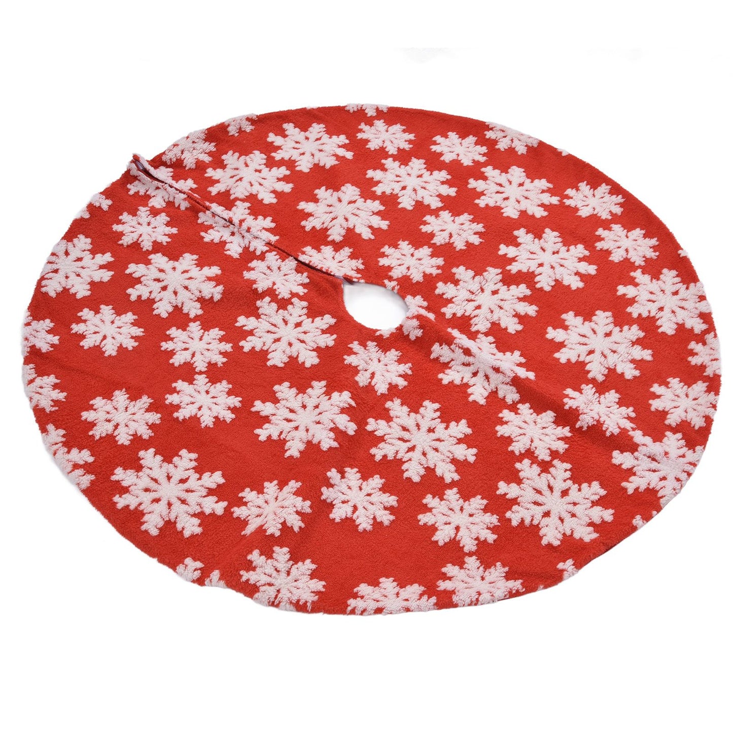 Christmas Tree Skirt White Snowflake Pattern Xmas Tree Mat for Holiday Party Decorations122cm/48.0in V1294-YM0523-3115210224011