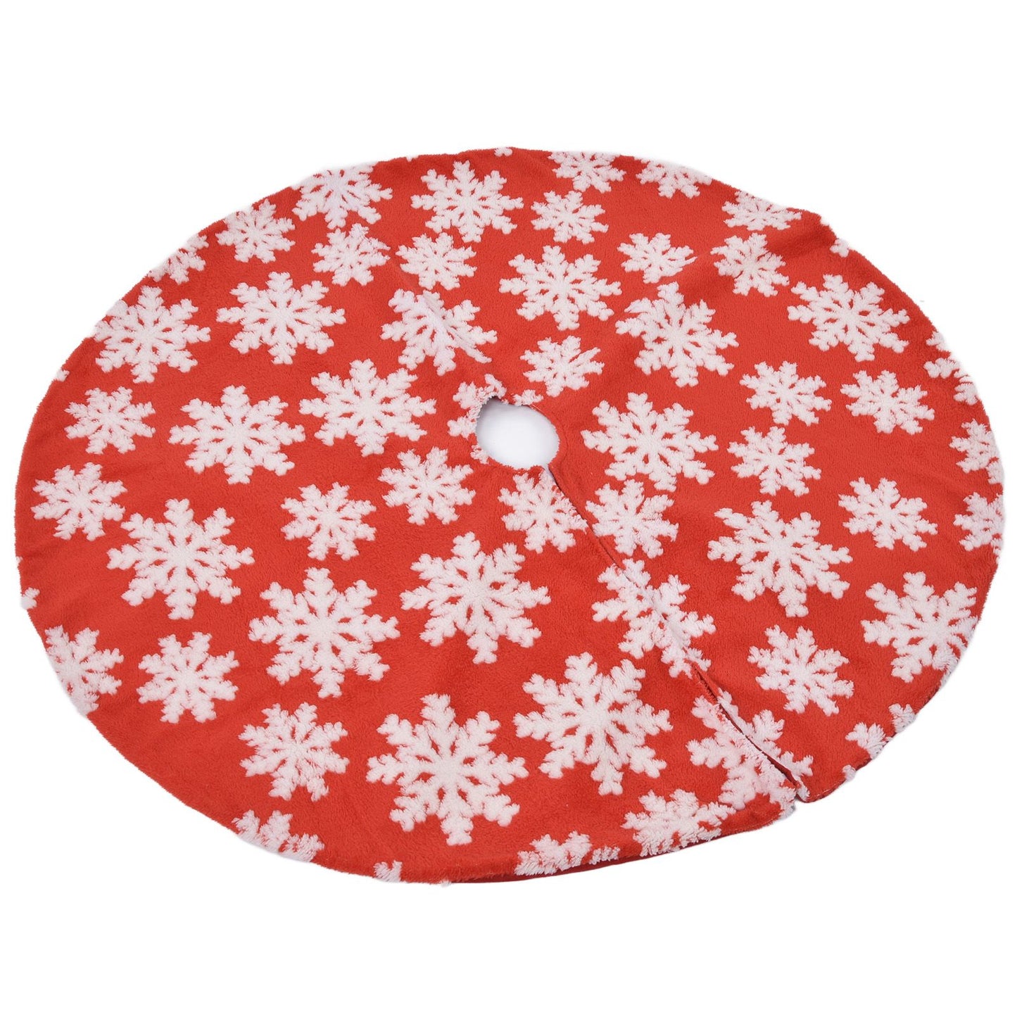 Christmas Tree Skirt White Snowflake Pattern Xmas Tree Mat for Holiday Party Decorations122cm/48.0in V1294-YM0523-3115210224011