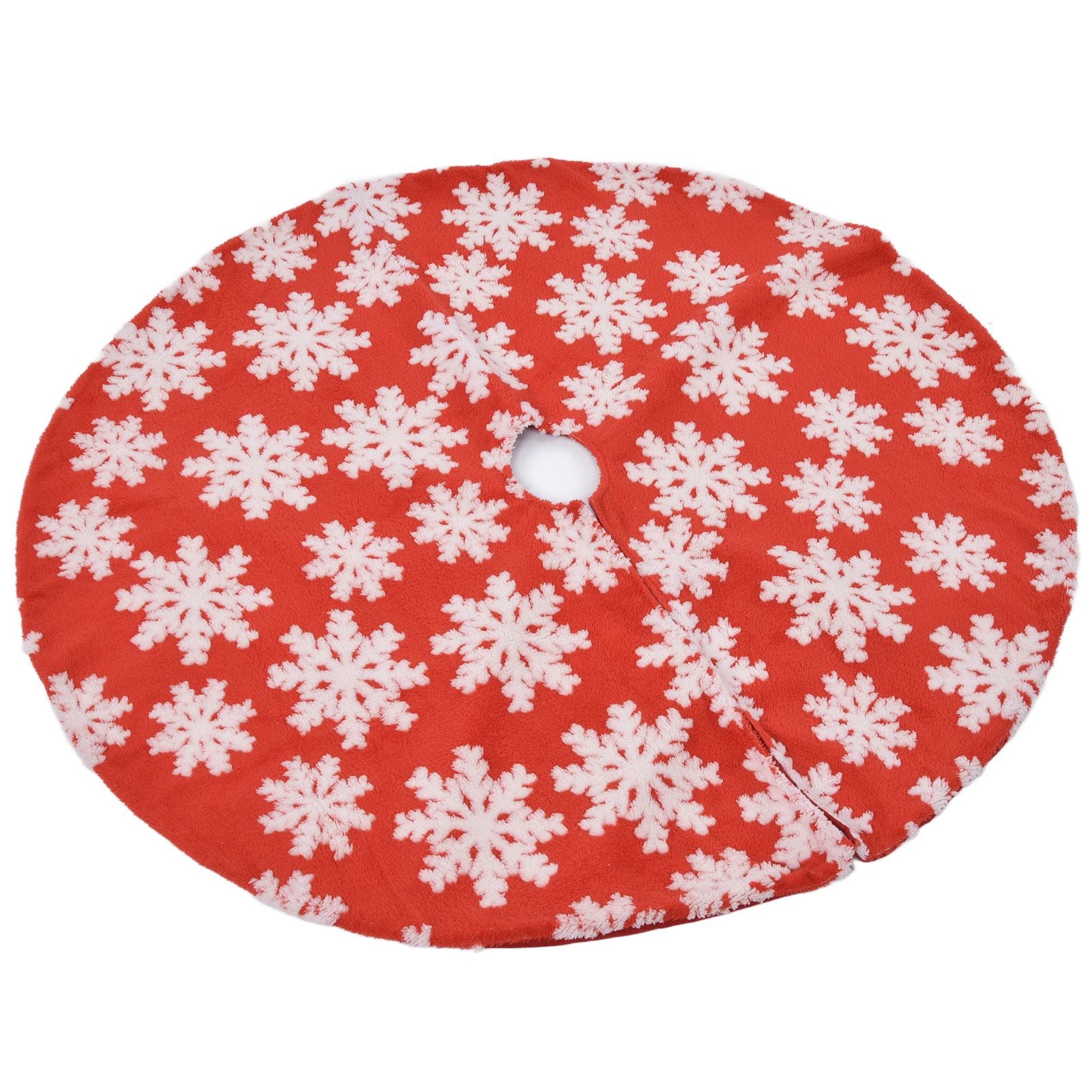 Christmas Tree Skirt White Snowflake Pattern Xmas Tree Mat for Holiday Party Decorations122cm/48.0in V1294-YM0523-3115210224011