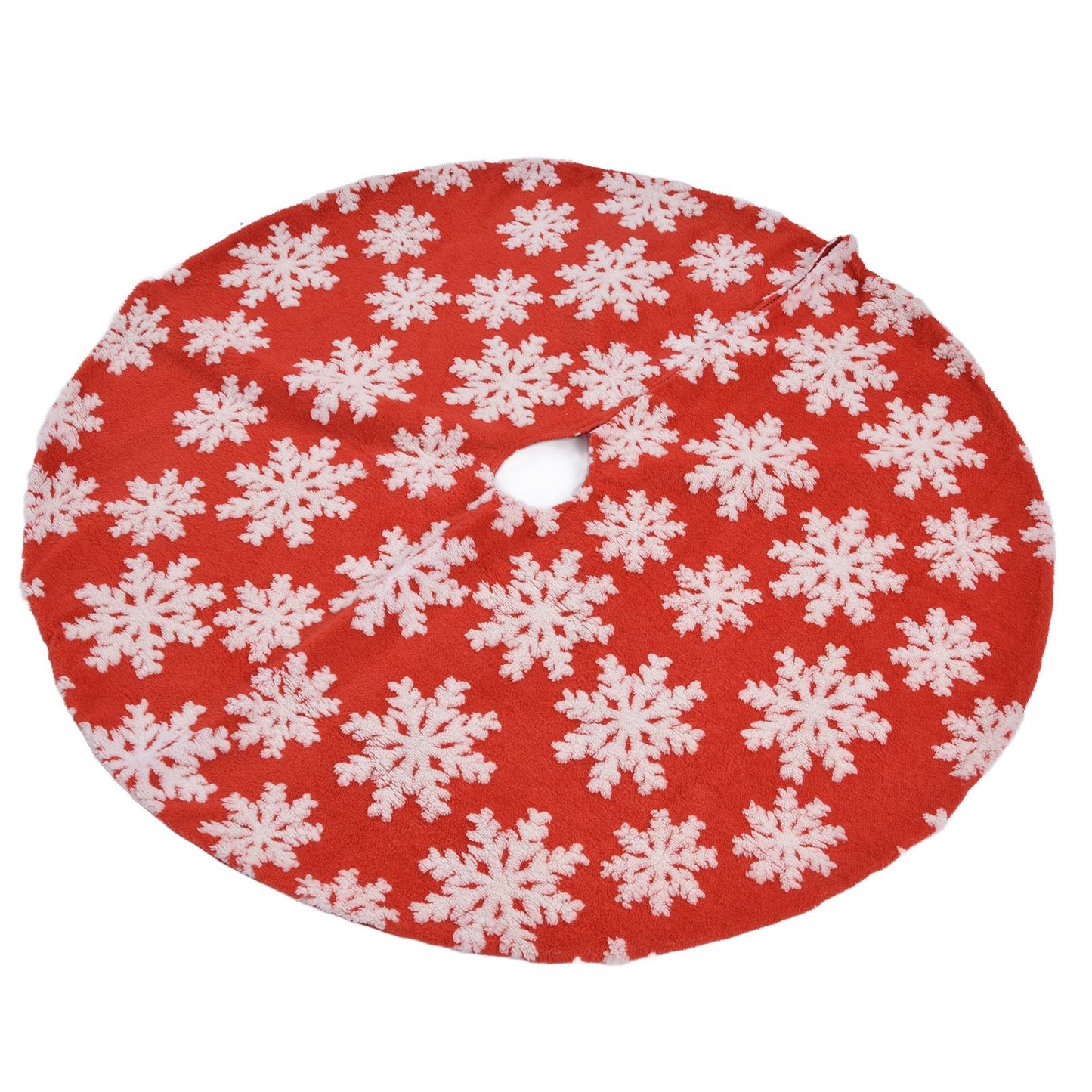 Christmas Tree Skirt White Snowflake Pattern Xmas Tree Mat for Holiday Party Decorations122cm/48.0in V1294-YM0523-3115210224011