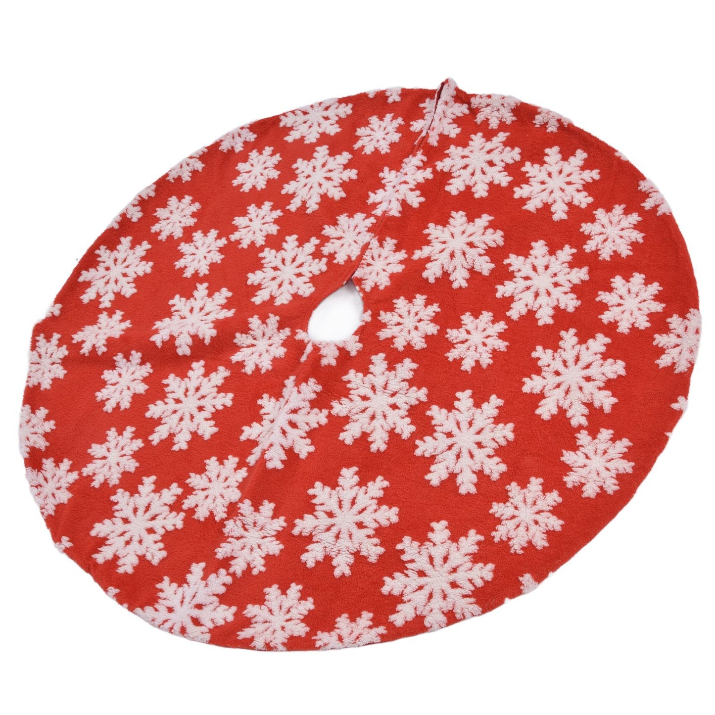 Christmas Tree Skirt White Snowflake Pattern Xmas Tree Mat for Holiday Party Decorations122cm/48.0in V1294-YM0523-3115210224011