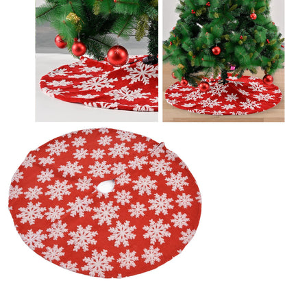 Christmas Tree Skirt White Snowflake Pattern Xmas Tree Mat for Holiday Party Decorations122cm/48.0in V1294-YM0523-3115210224011