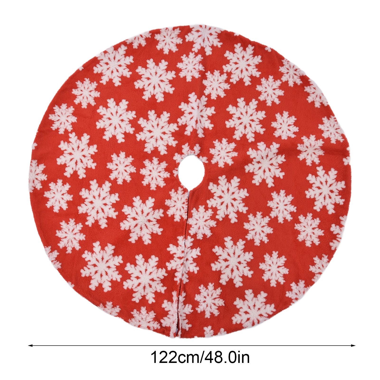 Christmas Tree Skirt White Snowflake Pattern Xmas Tree Mat for Holiday Party Decorations122cm/48.0in V1294-YM0523-3115210224011