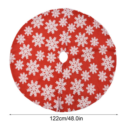 Christmas Tree Skirt White Snowflake Pattern Xmas Tree Mat for Holiday Party Decorations122cm/48.0in V1294-YM0523-3115210224011