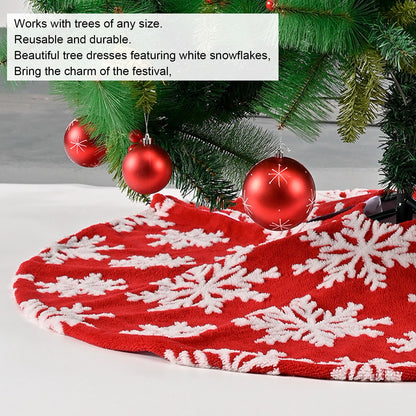 Christmas Tree Skirt White Snowflake Pattern Xmas Tree Mat for Holiday Party Decorations122cm/48.0in V1294-YM0523-3115210224011