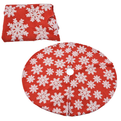 Christmas Tree Skirt White Snowflake Pattern Xmas Tree Mat for Holiday Party Decorations122cm/48.0in V1294-YM0523-3115210224011