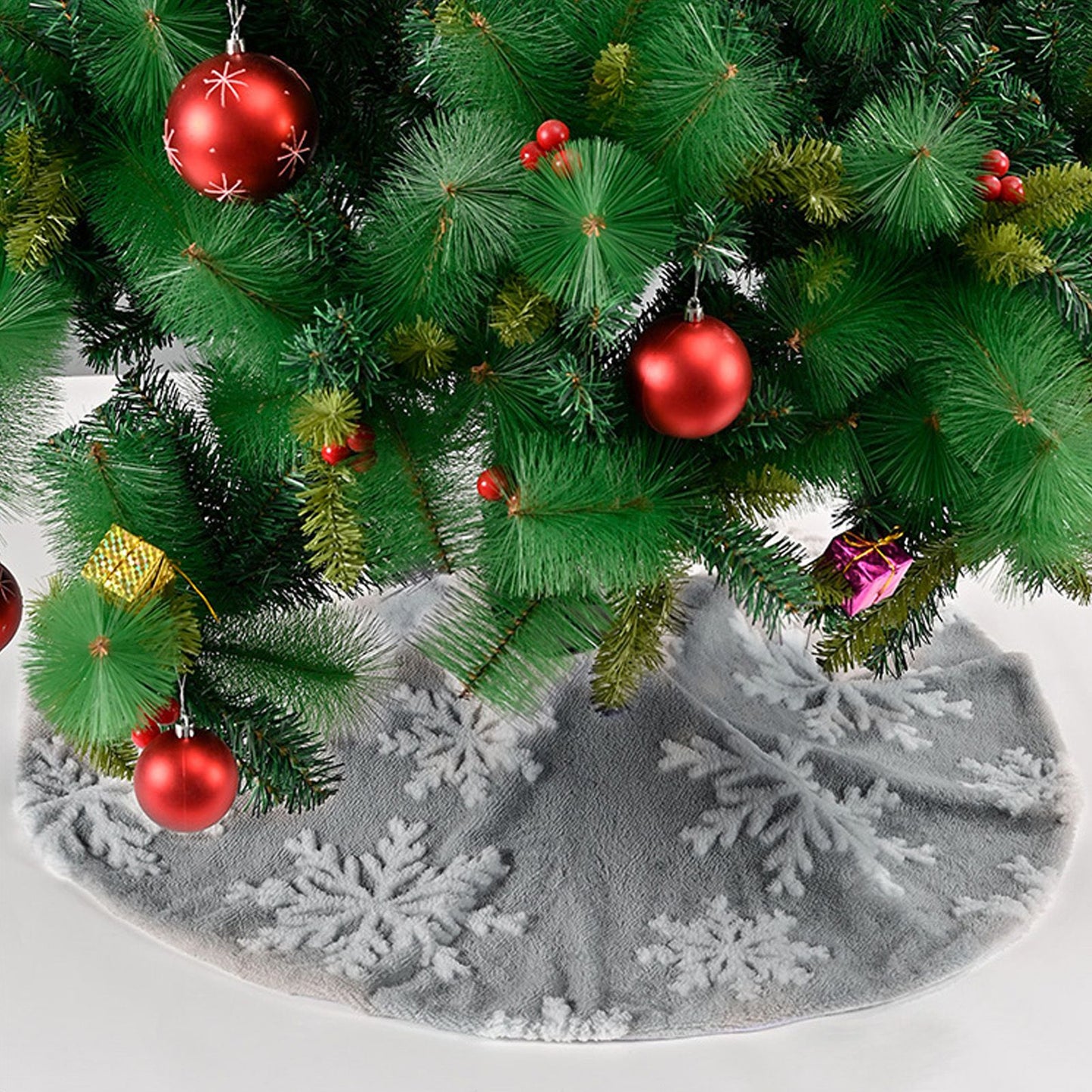 Christmas Tree Skirt Cute Snowflake Patterns Reused Beautiful Practical Christmas Tree Decorations for Decor V1294-YM0523-3115210224212