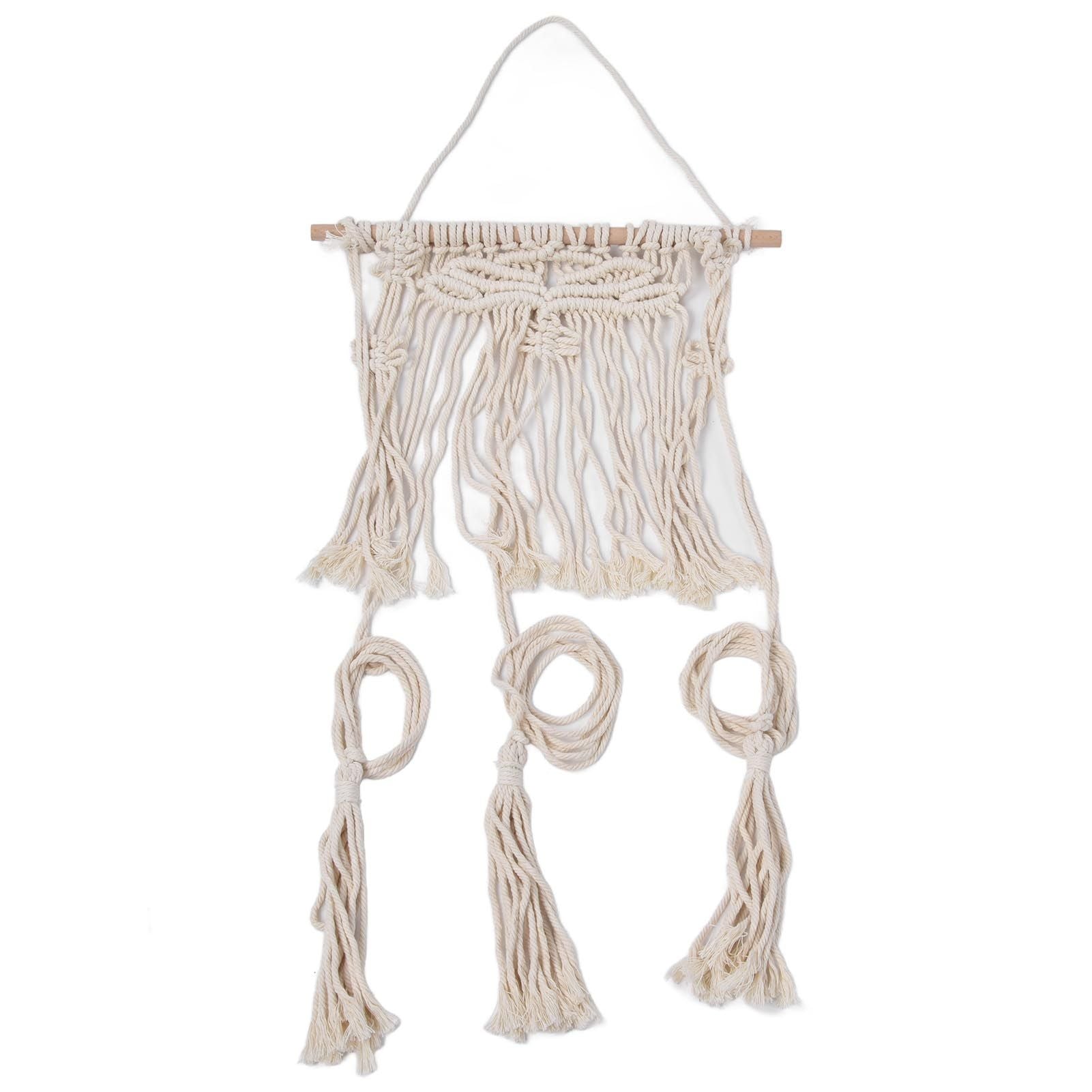 Boho Hat Wall Hanging Rack Cotton Rope Woven Bohemian Caps Holder for Home Office StudioType B V1294-YM0523-3115210224912