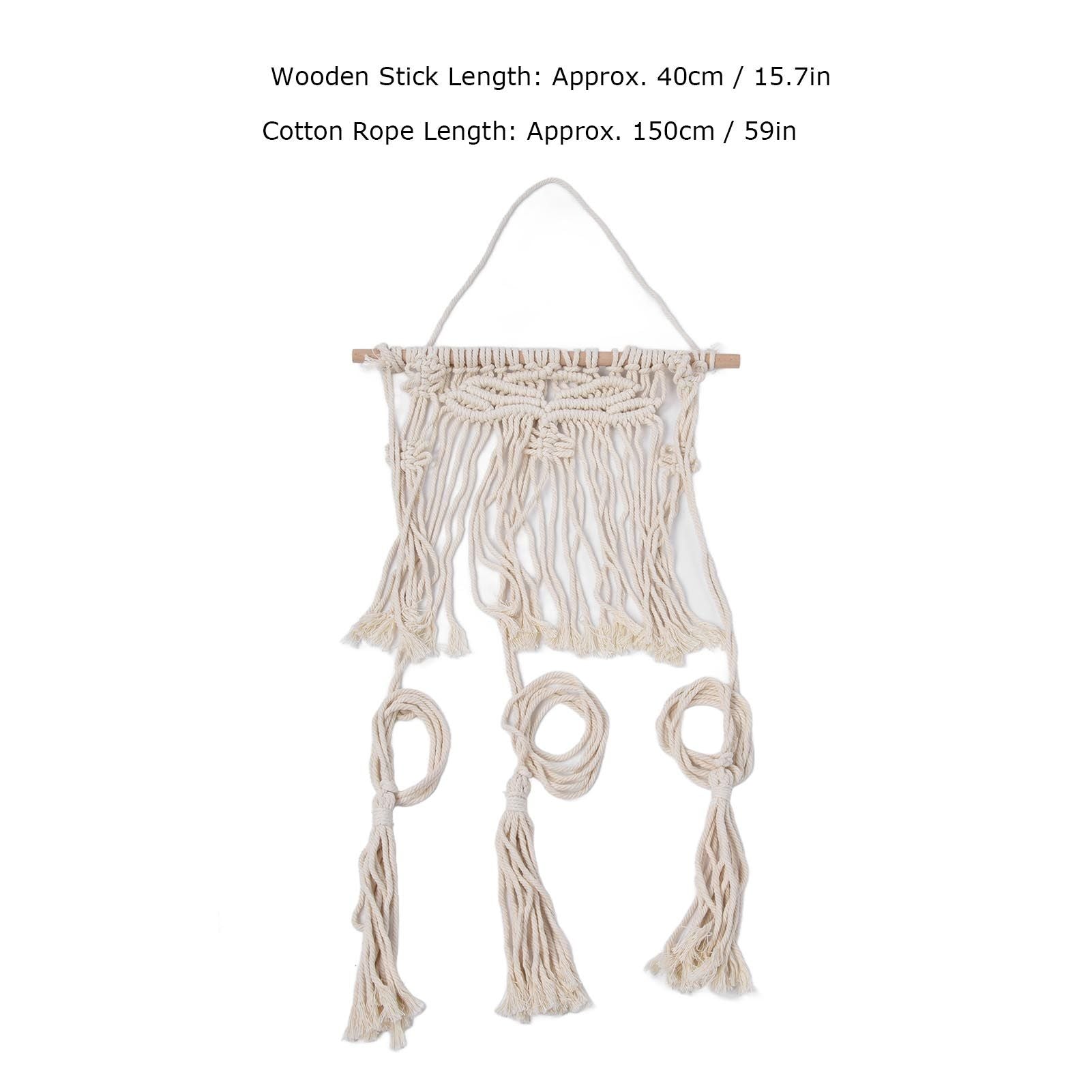 Boho Hat Wall Hanging Rack Cotton Rope Woven Bohemian Caps Holder for Home Office StudioType B V1294-YM0523-3115210224912