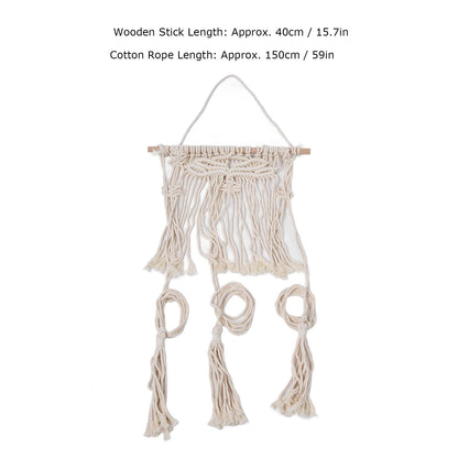 Boho Hat Wall Hanging Rack Cotton Rope Woven Bohemian Caps Holder for Home Office StudioType B V1294-YM0523-3115210224912