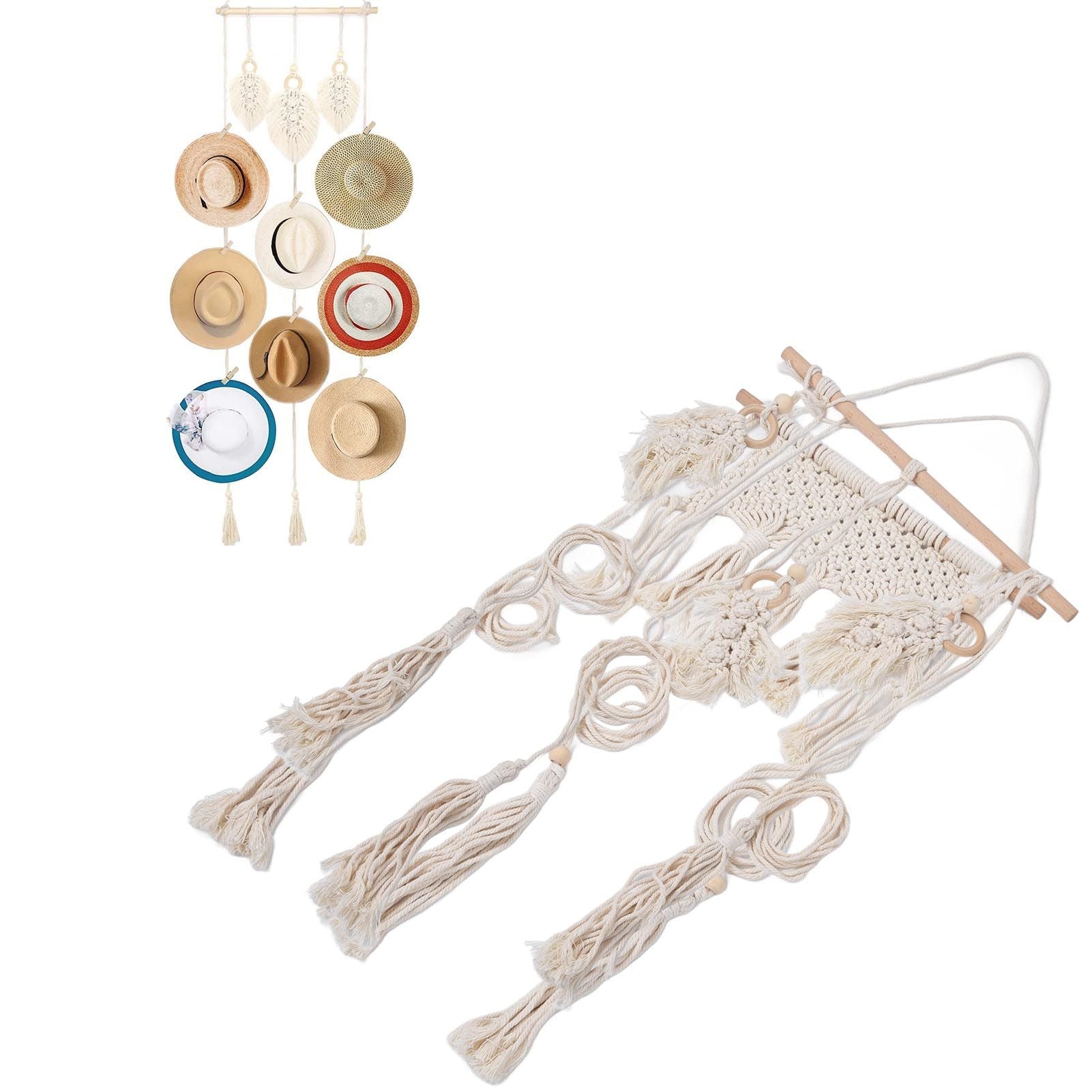 Boho Hat Wall Hanging Rack Cotton Rope Woven Bohemian Caps Holder for Home Office StudioType D V1294-YM0523-3115210224914