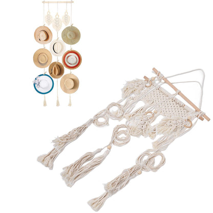 Boho Hat Wall Hanging Rack Cotton Rope Woven Bohemian Caps Holder for Home Office StudioType D V1294-YM0523-3115210224914
