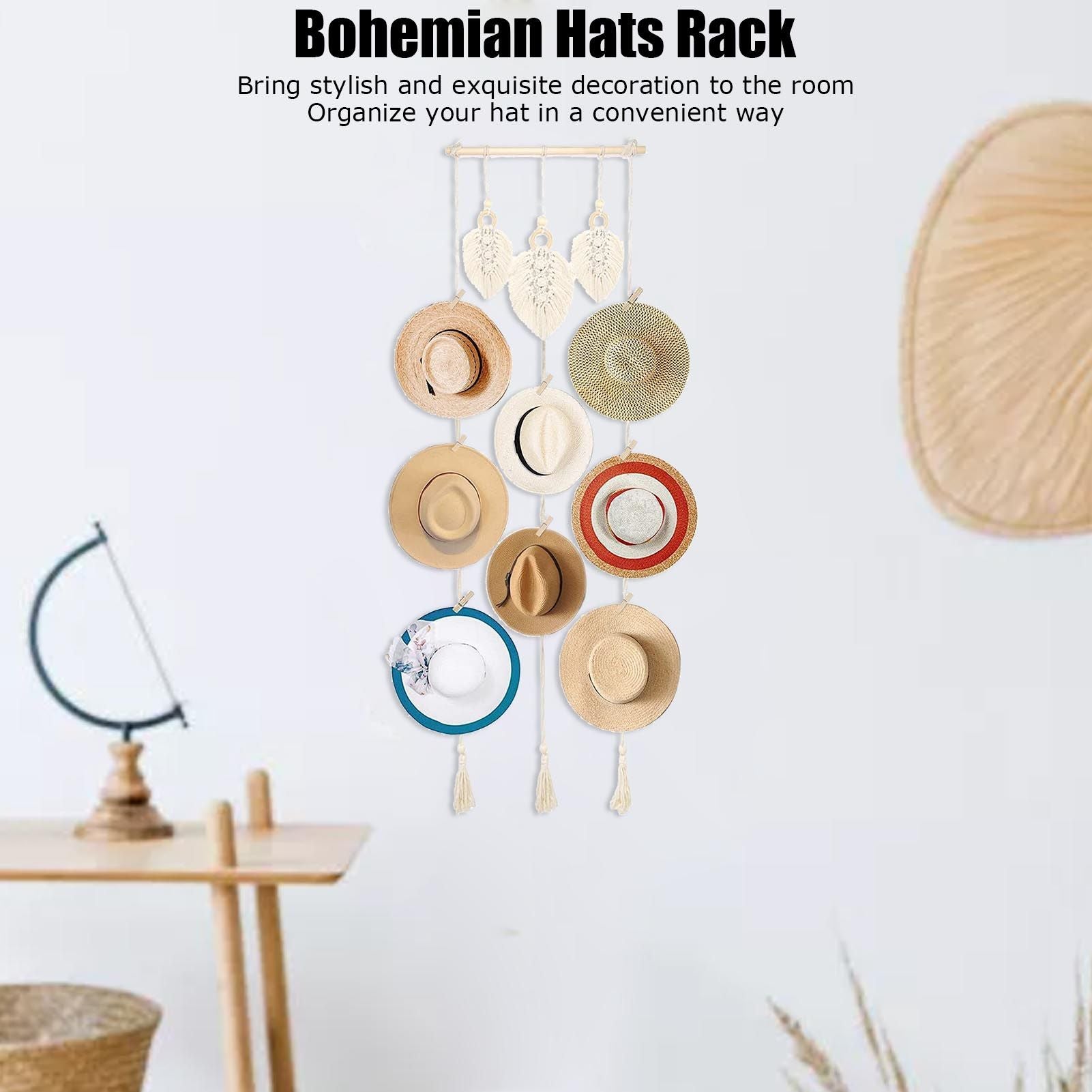 Boho Hat Wall Hanging Rack Cotton Rope Woven Bohemian Caps Holder for Home Office StudioType D V1294-YM0523-3115210224914