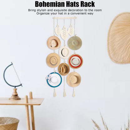 Boho Hat Wall Hanging Rack Cotton Rope Woven Bohemian Caps Holder for Home Office StudioType D V1294-YM0523-3115210224914