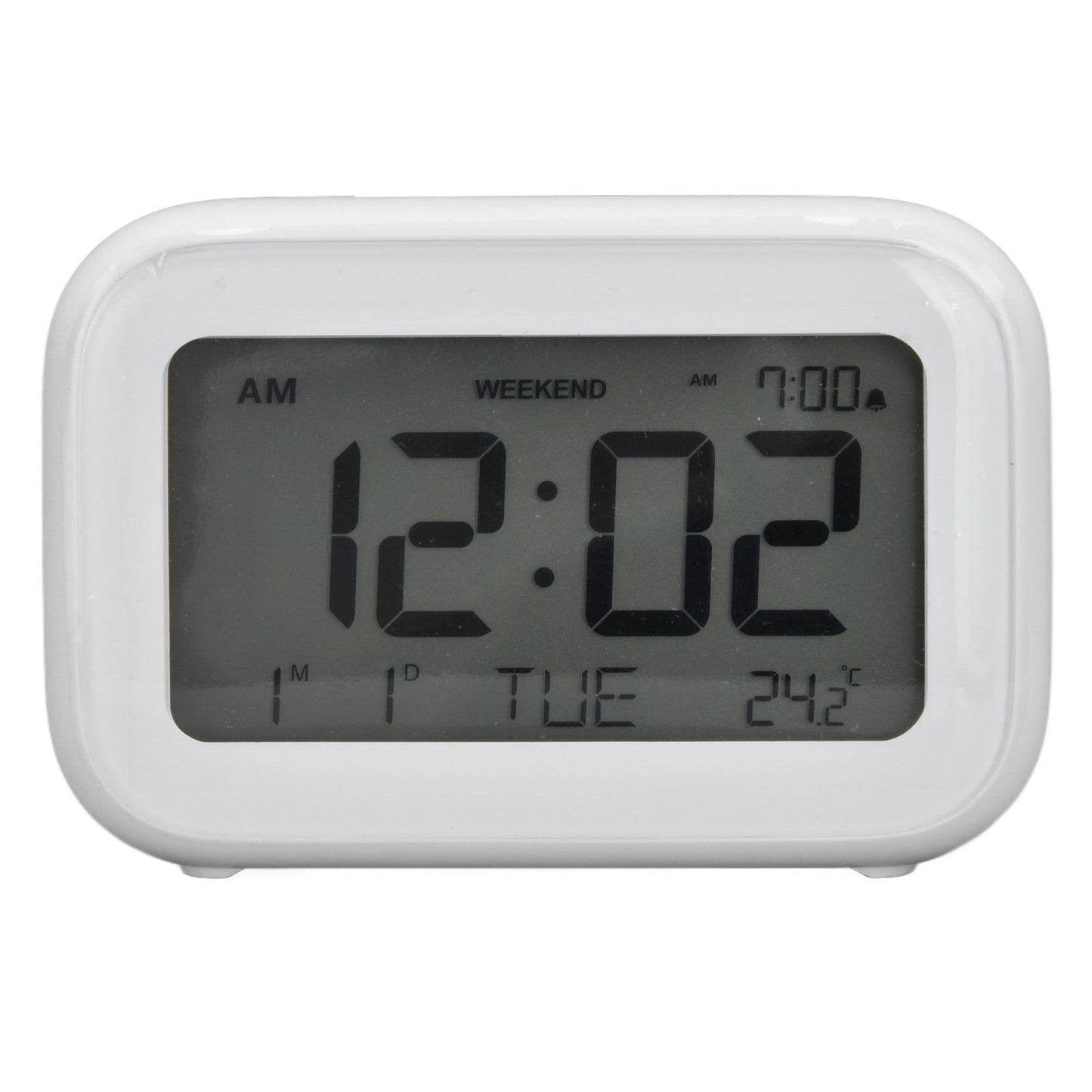 Mini Digital Alarm Clock with LCD Screen Snooze Function 12H 24H Formats for Bedroom Travel Office White V1294-YM0523-3115210226511