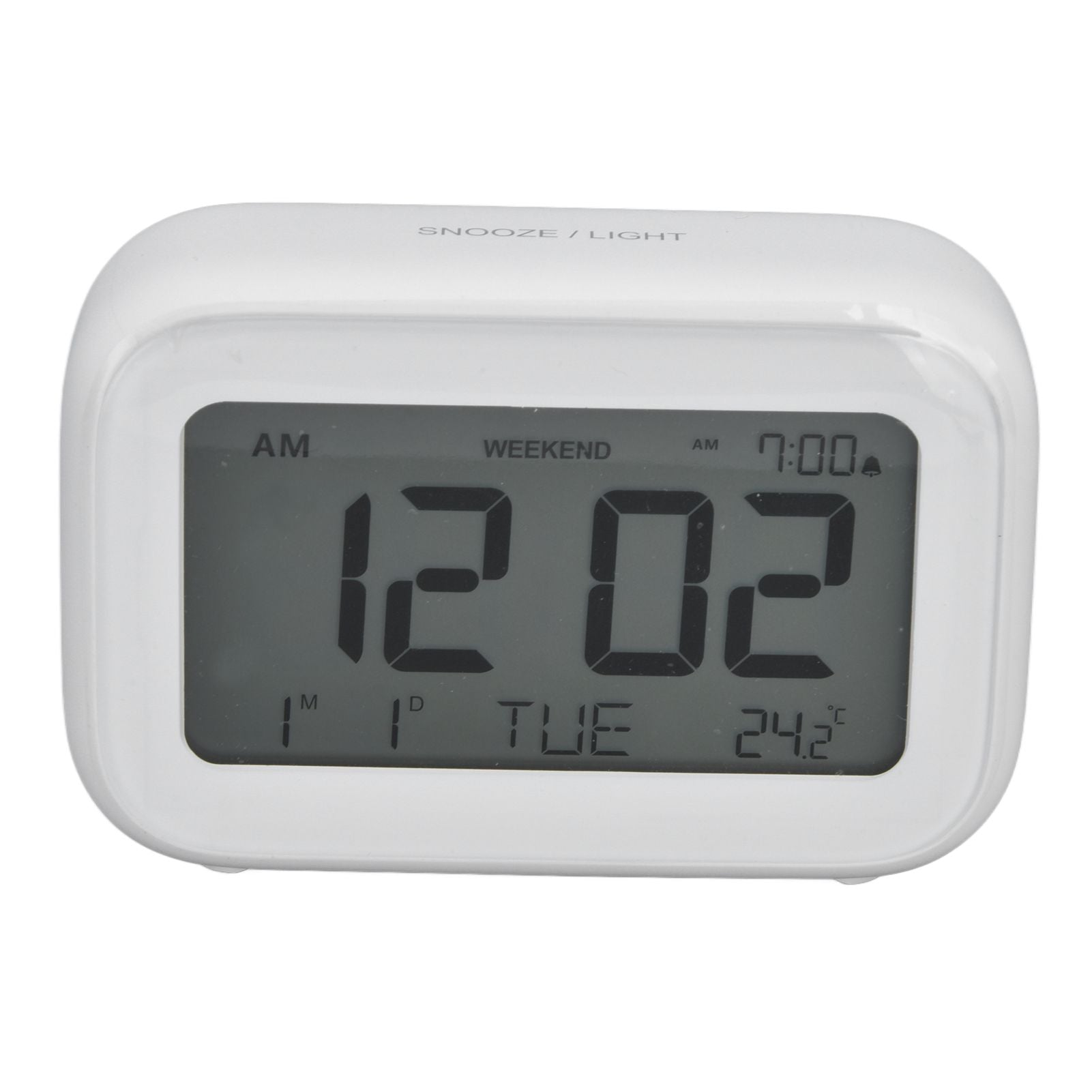 Mini Digital Alarm Clock with LCD Screen Snooze Function 12H 24H Formats for Bedroom Travel Office White V1294-YM0523-3115210226511
