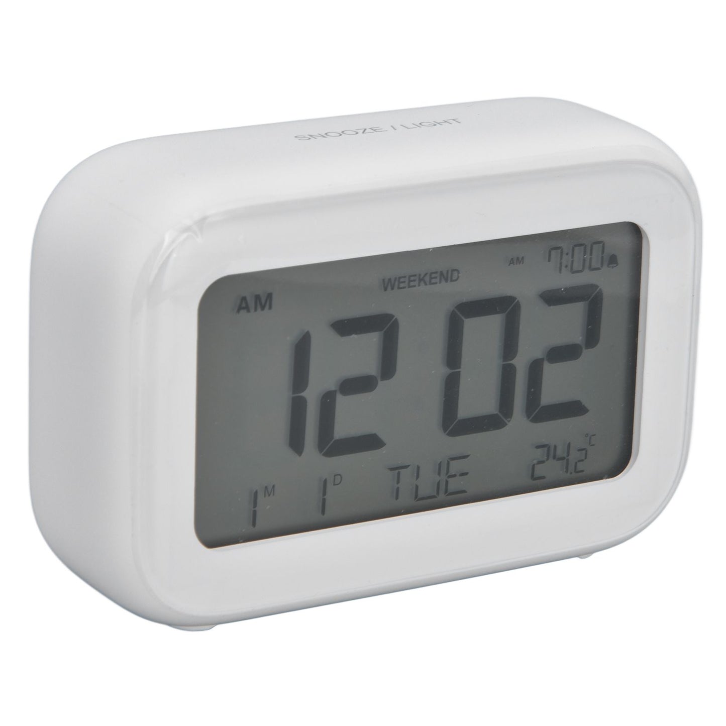 Mini Digital Alarm Clock with LCD Screen Snooze Function 12H 24H Formats for Bedroom Travel Office White V1294-YM0523-3115210226511