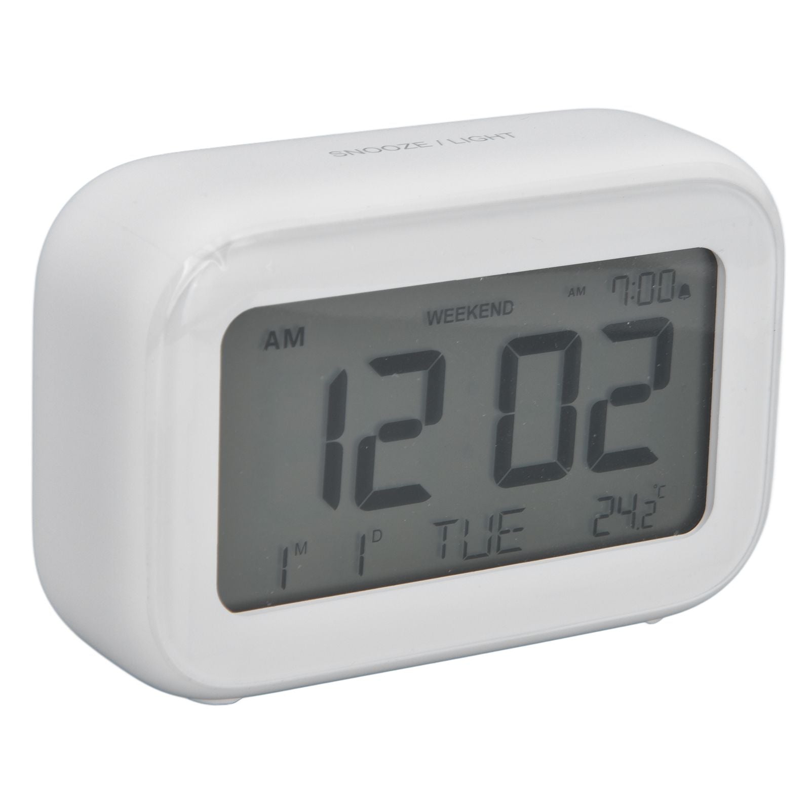 Mini Digital Alarm Clock with LCD Screen Snooze Function 12H 24H Formats for Bedroom Travel Office White V1294-YM0523-3115210226511