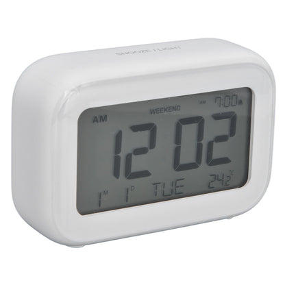 Mini Digital Alarm Clock with LCD Screen Snooze Function 12H 24H Formats for Bedroom Travel Office White V1294-YM0523-3115210226511