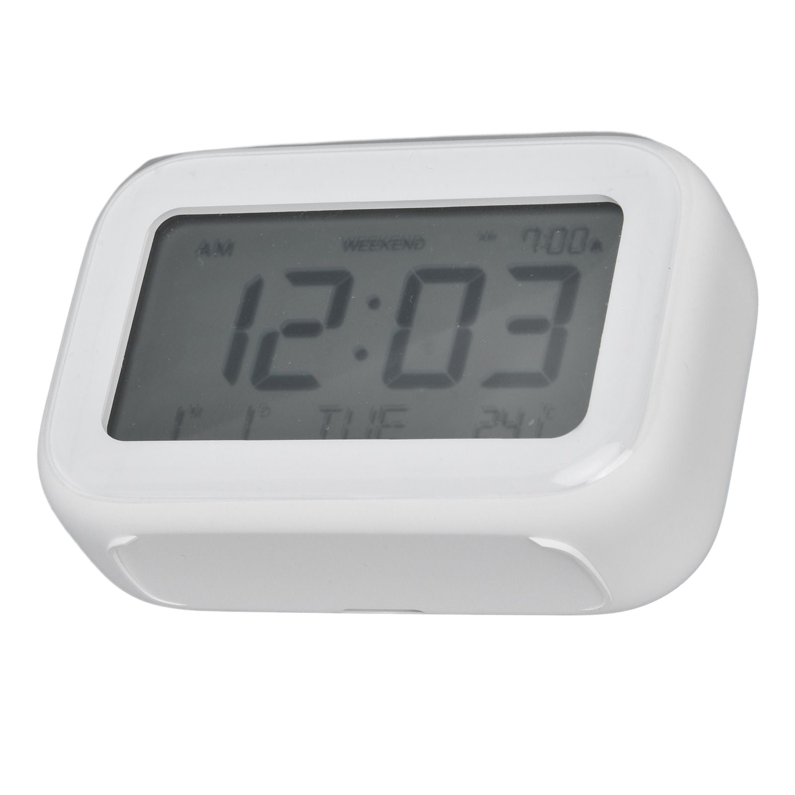 Mini Digital Alarm Clock with LCD Screen Snooze Function 12H 24H Formats for Bedroom Travel Office White V1294-YM0523-3115210226511