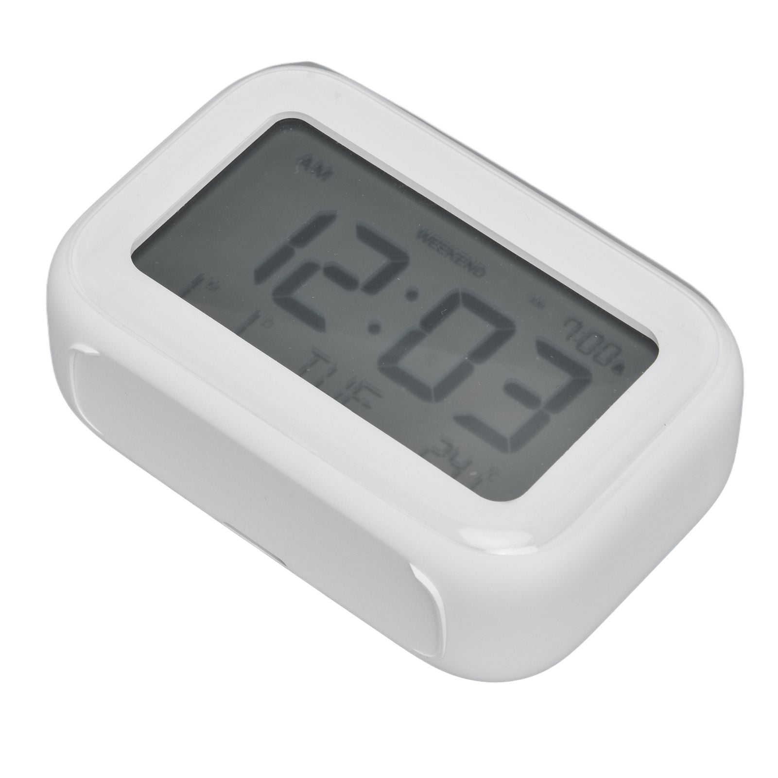 Mini Digital Alarm Clock with LCD Screen Snooze Function 12H 24H Formats for Bedroom Travel Office White V1294-YM0523-3115210226511