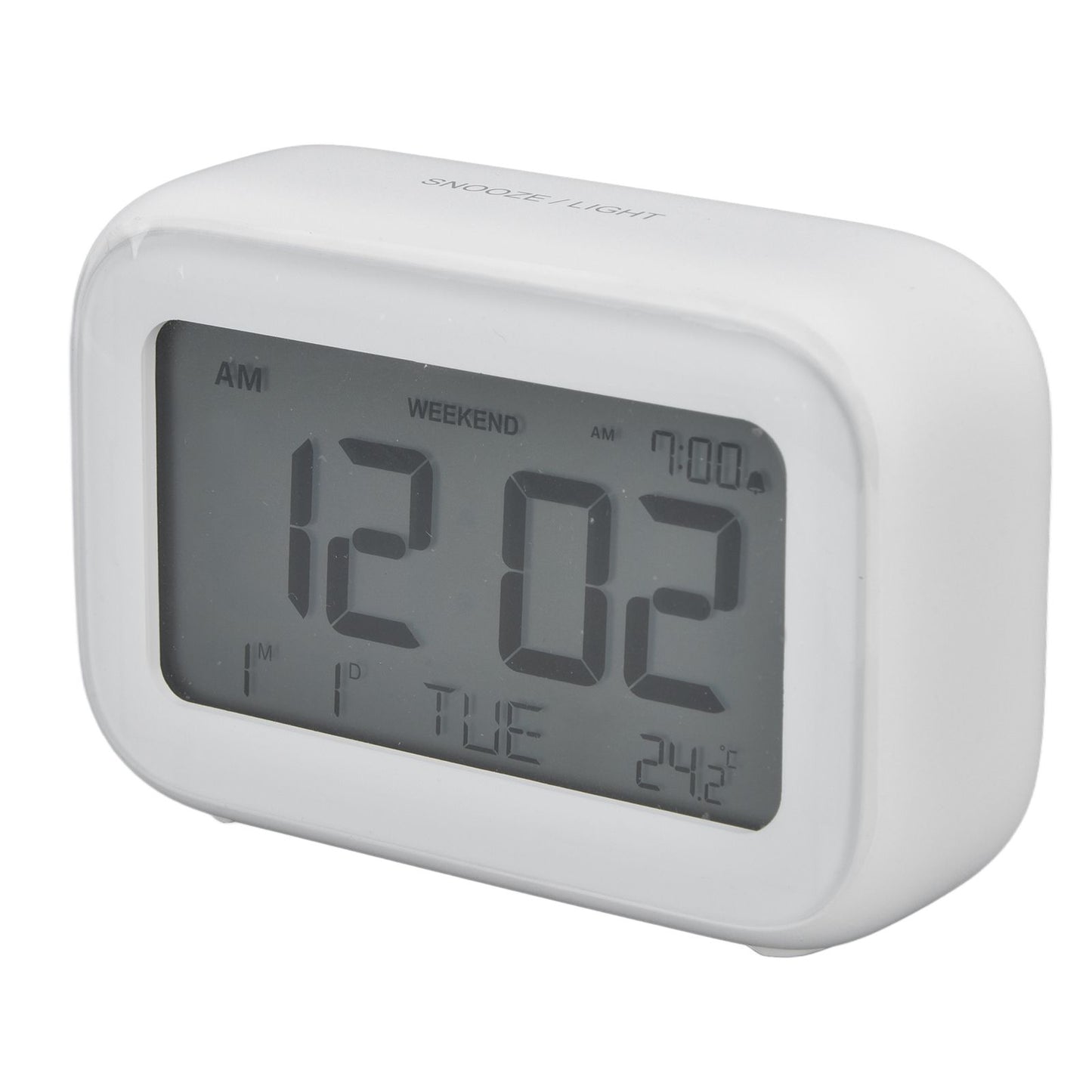 Mini Digital Alarm Clock with LCD Screen Snooze Function 12H 24H Formats for Bedroom Travel Office White V1294-YM0523-3115210226511