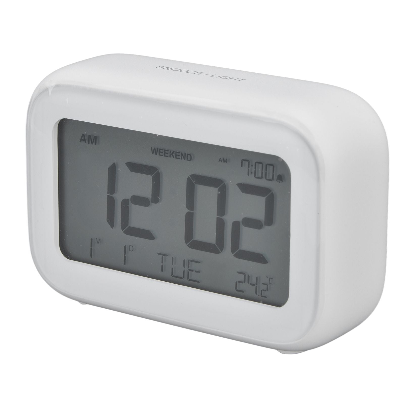 Mini Digital Alarm Clock with LCD Screen Snooze Function 12H 24H Formats for Bedroom Travel Office White V1294-YM0523-3115210226511