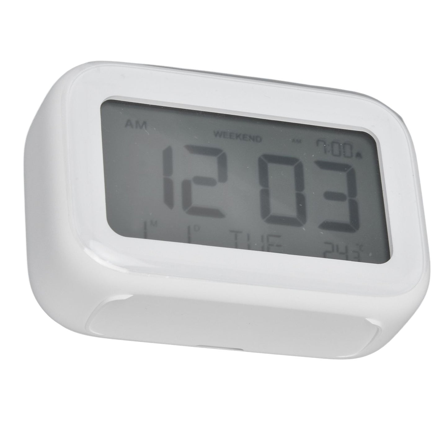 Mini Digital Alarm Clock with LCD Screen Snooze Function 12H 24H Formats for Bedroom Travel Office White V1294-YM0523-3115210226511