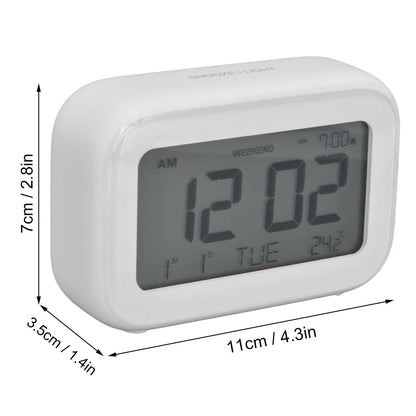 Mini Digital Alarm Clock with LCD Screen Snooze Function 12H 24H Formats for Bedroom Travel Office White V1294-YM0523-3115210226511